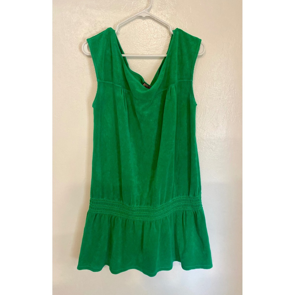 Vintage Juicy Couture Terry Cloth Cover-Up Dress XL Made in America Green Y2K